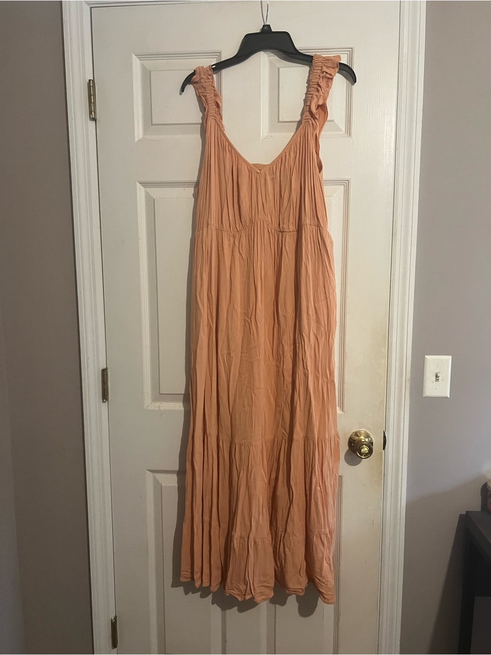 Women’s Peach Ruffle Strap Maxi Dress